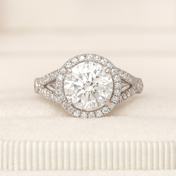 Jewel Eternal Jewelry - 1.5ct D, VVS1 Moissanite Halo Ring